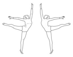 schets figuur van een gymnast in een sport- houding. Sportschool meisje silhouet schetsen. gymnastiek. vector