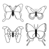 vector reeks vlinders Aan een wit achtergrond, tekening decoratief insect, silhouetten hand- tekenen, geïsoleerd vector