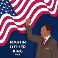 vlak ontwerp mlk dag of Martin Luther koning dag illustratie met Amerikaans vlag vector