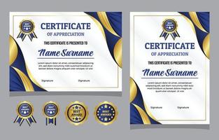 goud blauw modern stijl certificaat ontwerp vector