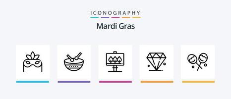 mardi gras lijn 5 icoon pak inclusief Iers. trommel. schoonheid. roosteren. Champagne bril. creatief pictogrammen ontwerp vector