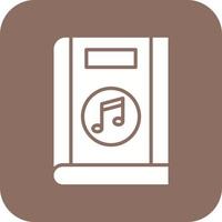 muziek- boek glyph ronde hoek achtergrond icoon vector
