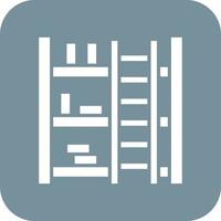 bibliotheek ladder glyph ronde hoek achtergrond icoon vector