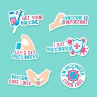 covid 19 vaccinatie sticker reeks vector