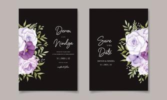 bruiloft uitnodiging met mooi Purper bloemen vector