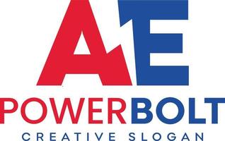 ae brief logo ontwerp met verlichting donder bout vector