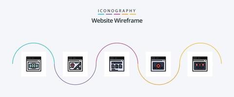 website wireframe lijn gevulde vlak 5 icoon pak inclusief browser. web. bladzijde. zeker. het dossier vector