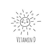 vrolijk zon glimlacht. vitamine d. vector tekening