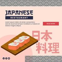 Aziatisch voedsel illustratie ontwerp van Japans voedsel voor presentatie sociaal media sjabloon vector