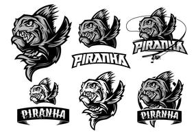 premium piranha logo element vector