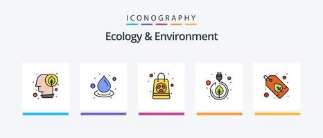 ecologie en milieu lijn gevulde 5 icoon pak inclusief groente. elektriciteit. kenteken. groente. co ecologie. creatief pictogrammen ontwerp vector