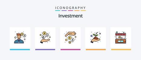 investering lijn gevulde 5 icoon pak inclusief Bedrijfsmiddel. goud. handen. financiën. reclame. creatief pictogrammen ontwerp vector