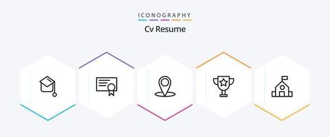 CV hervat 25 lijn icoon pak inclusief . onderwijs . onderwijs. prijs . onderwijs vector