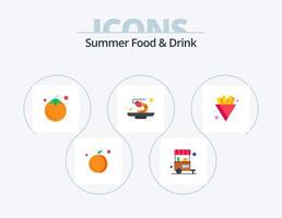 zomer voedsel en drinken vlak icoon pak 5 icoon ontwerp. . Frans Patat. zoet. chips. zeevruchten vector