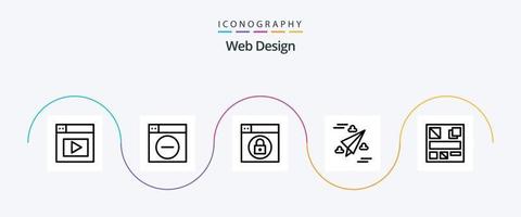 web ontwerp lijn 5 icoon pak inclusief . model. ontwerp. ontwerp. papier vector