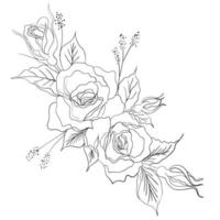 bloem tekening en schetsen met zwart en wit lijn kunst. vector