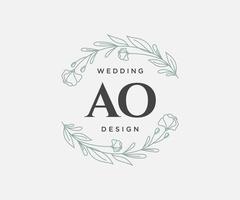 oa initialen brief bruiloft monogram logos verzameling, hand- getrokken modern minimalistisch en bloemen Sjablonen voor uitnodiging kaarten, opslaan de datum, elegant identiteit voor restaurant, boetiek, cafe in vector