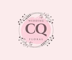 cq initialen brief bruiloft monogram logos sjabloon, hand- getrokken modern minimalistisch en bloemen Sjablonen voor uitnodiging kaarten, opslaan de datum, elegant identiteit. vector