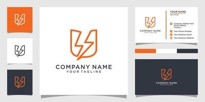 eerste brief u met bliksem bout logo vector ontwerp