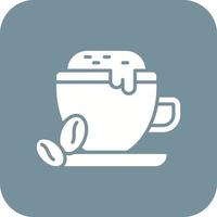 koffie latte glyph ronde hoek achtergrond icoon vector