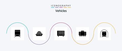 voertuigen glyph 5 icoon pak inclusief vervoer. metro. dubbele. metro. tank vector