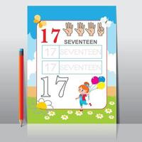 123 kinderen werkblad, wiskunde brieven activiteiten werkblad vector