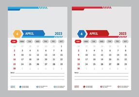 modern 2023 muur kalender april ontwerp sjabloon pro vector