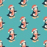 pinguïn naadloos patroon. Kerstmis verzameling. vlak vector illustratie