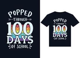 knalde door 100 dagen van school- illustraties voor drukklare t-shirts ontwerp vector