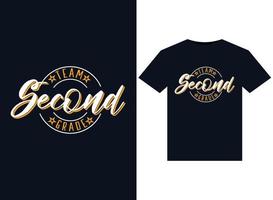 team 2e rang illustraties voor drukklare t-shirts ontwerp vector