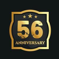 vieren 56e jaren verjaardag met gouden grens en sterren Aan donker achtergrond, vector ontwerp.