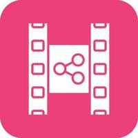 film distributie glyph ronde hoek achtergrond icoon vector