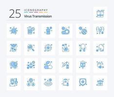 virus transmissie 25 blauw kleur icoon pak inclusief incident. overdragen. fles. vlees. bacterie vector