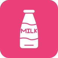 melk fles glyph ronde hoek achtergrond icoon vector