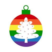 regenboog lgbt Kerstmis bal decoratie met boom vector