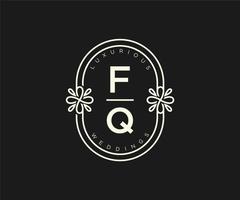 fq initialen brief bruiloft monogram logos sjabloon, hand- getrokken modern minimalistisch en bloemen Sjablonen voor uitnodiging kaarten, opslaan de datum, elegant identiteit. vector