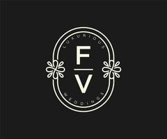 fv initialen brief bruiloft monogram logos sjabloon, hand- getrokken modern minimalistisch en bloemen Sjablonen voor uitnodiging kaarten, opslaan de datum, elegant identiteit. vector