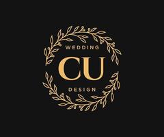 cu initialen brief bruiloft monogram logos verzameling, hand- getrokken modern minimalistisch en bloemen Sjablonen voor uitnodiging kaarten, opslaan de datum, elegant identiteit voor restaurant, boetiek, cafe in vector