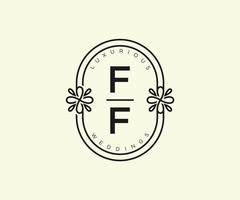 ff initialen brief bruiloft monogram logos sjabloon, hand- getrokken modern minimalistisch en bloemen Sjablonen voor uitnodiging kaarten, opslaan de datum, elegant identiteit. vector