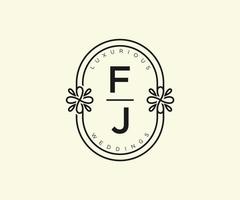 fj initialen brief bruiloft monogram logos sjabloon, hand- getrokken modern minimalistisch en bloemen Sjablonen voor uitnodiging kaarten, opslaan de datum, elegant identiteit. vector