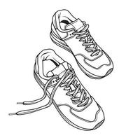 mode sportschoenen. sportschoenen schoen .vlak vector illustratie. sportschoenen lijn kunst. sportschoenen kant visie