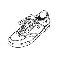 mode sportschoenen. sportschoenen schoen .vlak vector illustratie. sportschoenen lijn kunst. sportschoenen kant visie