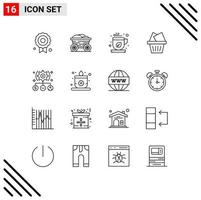 16 creatief pictogrammen modern tekens en symbolen van instelling Te doen groen thee taak mail bewerkbare vector ontwerp elementen