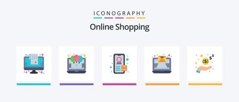 online boodschappen doen vlak 5 icoon pak inclusief inkomen. nieuwsbrief. feest. mail.. creatief pictogrammen ontwerp vector