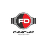 fd brief logo ontwerp icoon geschiktheid en muziek- vector symbool.