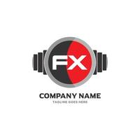 fx brief logo ontwerp icoon geschiktheid en muziek- vector symbool.