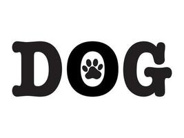 een tekst hond met een dier poot afdrukken. de spoor van een huisdier in de woord hond. minimalistisch vector logo voor huisdieren, klaar voor de internet en afdrukken.