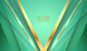 3d groen luxe abstract achtergrond overlappen laag Aan helder ruimte met gouden lijnen decoratie. stijl concept besnoeiing uit. grafisch ontwerp element voor banier, folder, kaart, brochure omslag, of landen bladzijde vector