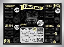 hamburger bar tafel menu sjabloon vector