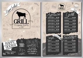 barbecue restaurant menu sjabloon vector